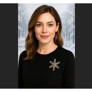 J. Jill Snowflake Pin Brooch Rhinestone Silver Tone Holiday Winter Shimmering